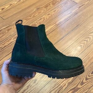 Green Suede Chelsea Boots